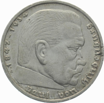 3. Reich 5 Mark 1938 A - Adler über Hakenkreuz